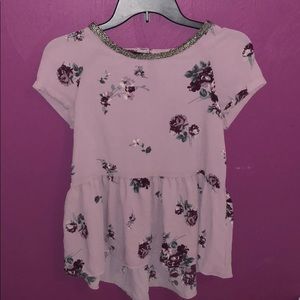 NWOT Lavender Floral Chiffon Flowy Peplum Top